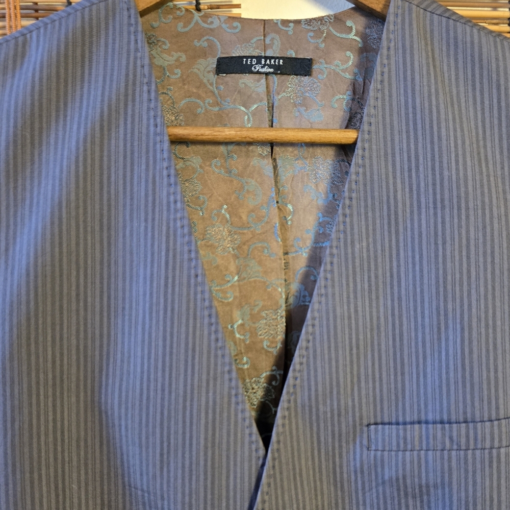 Ted Baker Gray Striped Vest Waistcoat